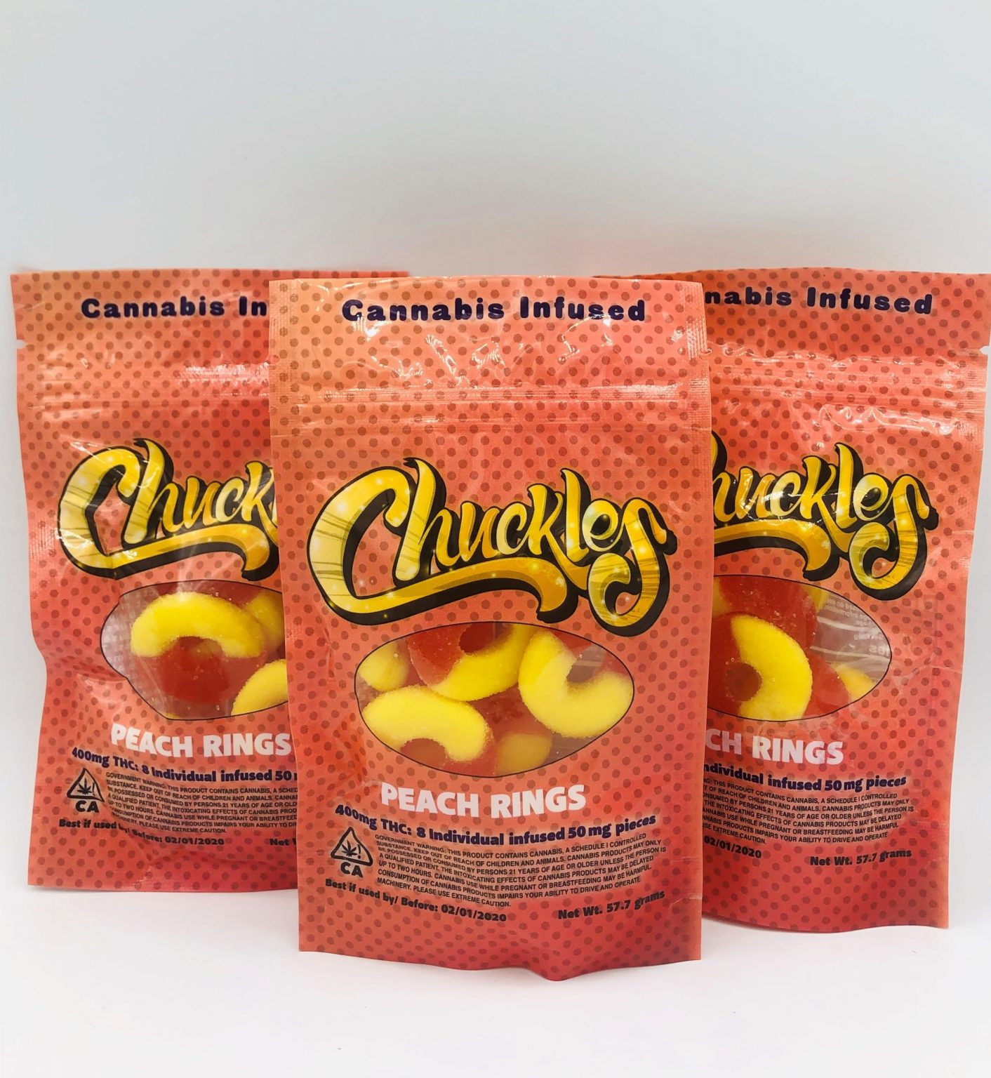 Buy Chuckles – Peach Rings 400mg Online
